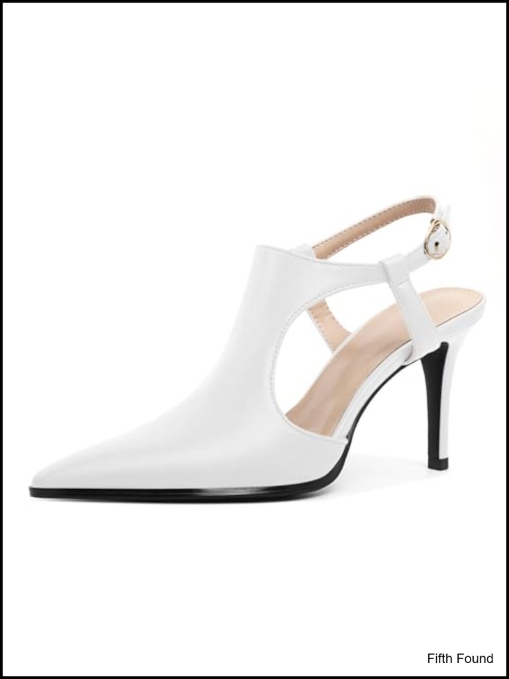 Women Slingback Heels 3.5 Inch Pointed Toe Stiletto Pumps Faux Leather